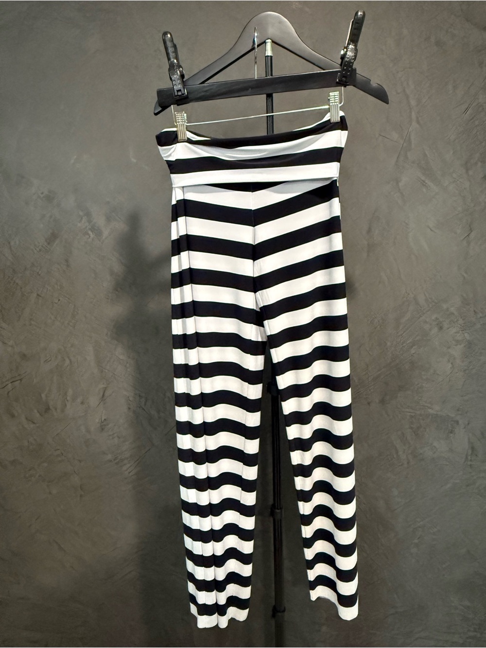 EUC Norma Kamali Navy & White Striped Wide-Leg Elephant Pants